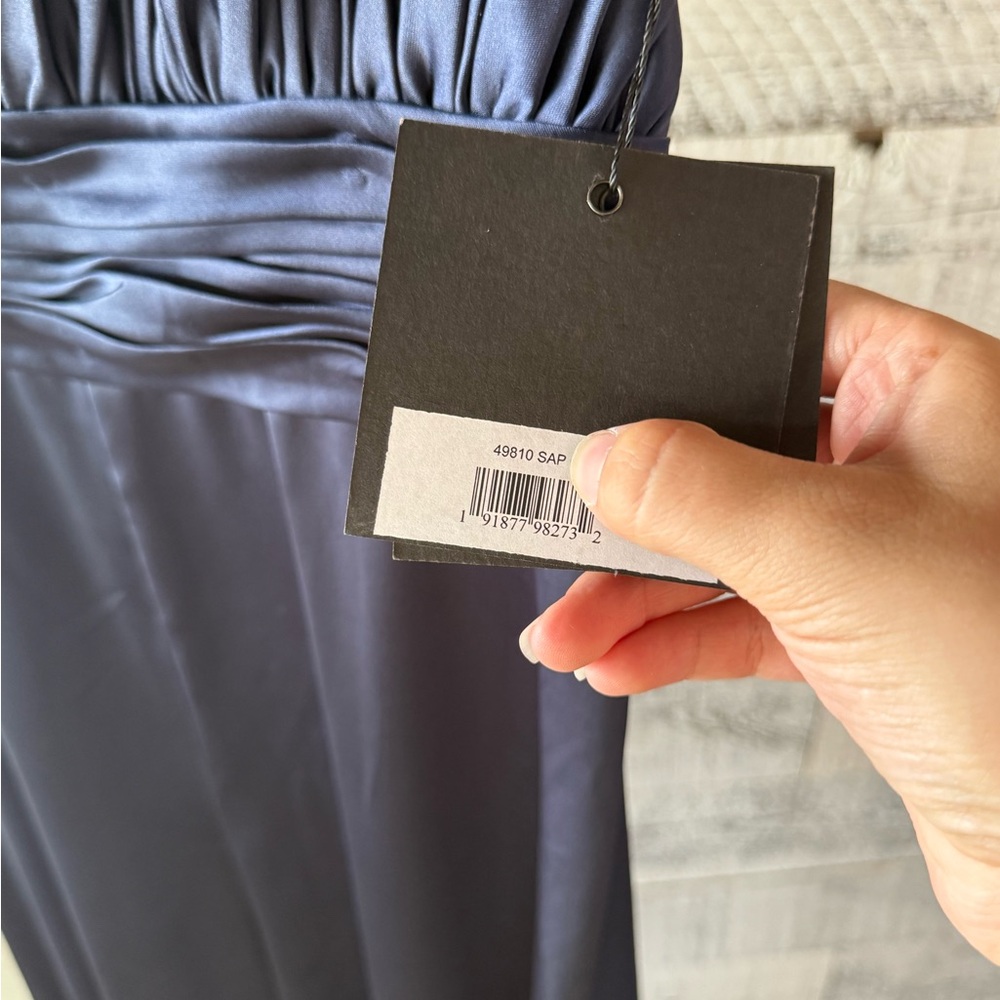 NWT Mac Duggal Navy Blue Halter Neck Wide-Leg Jumpsuit #49810 - Picture 9 of 9